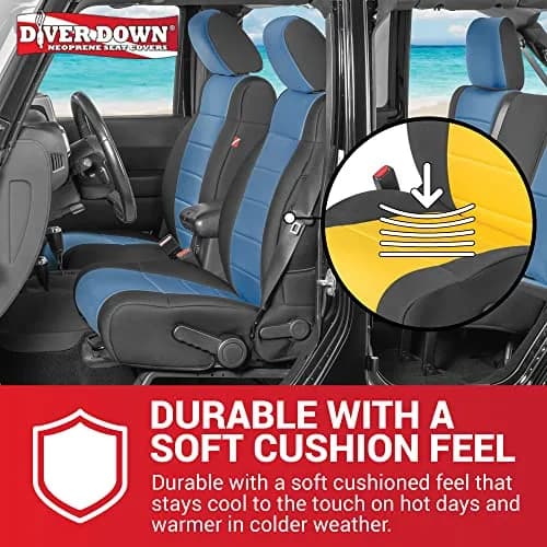 Diver Down Neoprene Seat Cover Set - Fits Jeep JK Unlimited 4-Door 2007-2018 | Custom Fit, Soft Padded Cushion Feel thumbnail 5