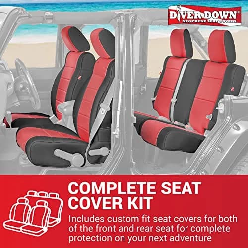 Diver Down Neoprene Seat Cover Set - Fits Jeep JK Unlimited 4-Door 2007-2018 | Custom Fit, Soft Padded Cushion Feel thumbnail 6