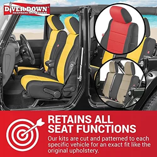 Diver Down Neoprene Seat Cover Set - Fits Jeep JK Unlimited 4-Door 2007-2018 | Custom Fit, Soft Padded Cushion Feel thumbnail 2