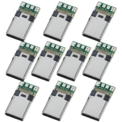 ANMBEST USB 3.1 Type C Male Connector 24 Pins with PCB Board Support Module (10-Pack) | 5Gbps Data Transfer thumbnail 1