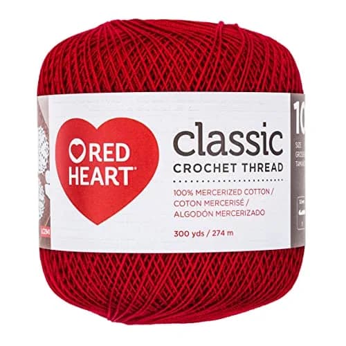 Red Heart Classic Crochet Thread Size 10 Victory Red 300 Yards (274 m) | 100% Mercerized Cotton for Doilies & Home Decor thumbnail 1