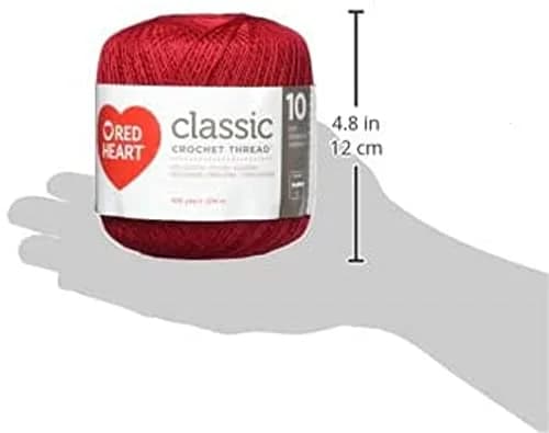 Red Heart Classic Crochet Thread Size 10 Victory Red 300 Yards (274 m) | 100% Mercerized Cotton for Doilies & Home Decor thumbnail 3