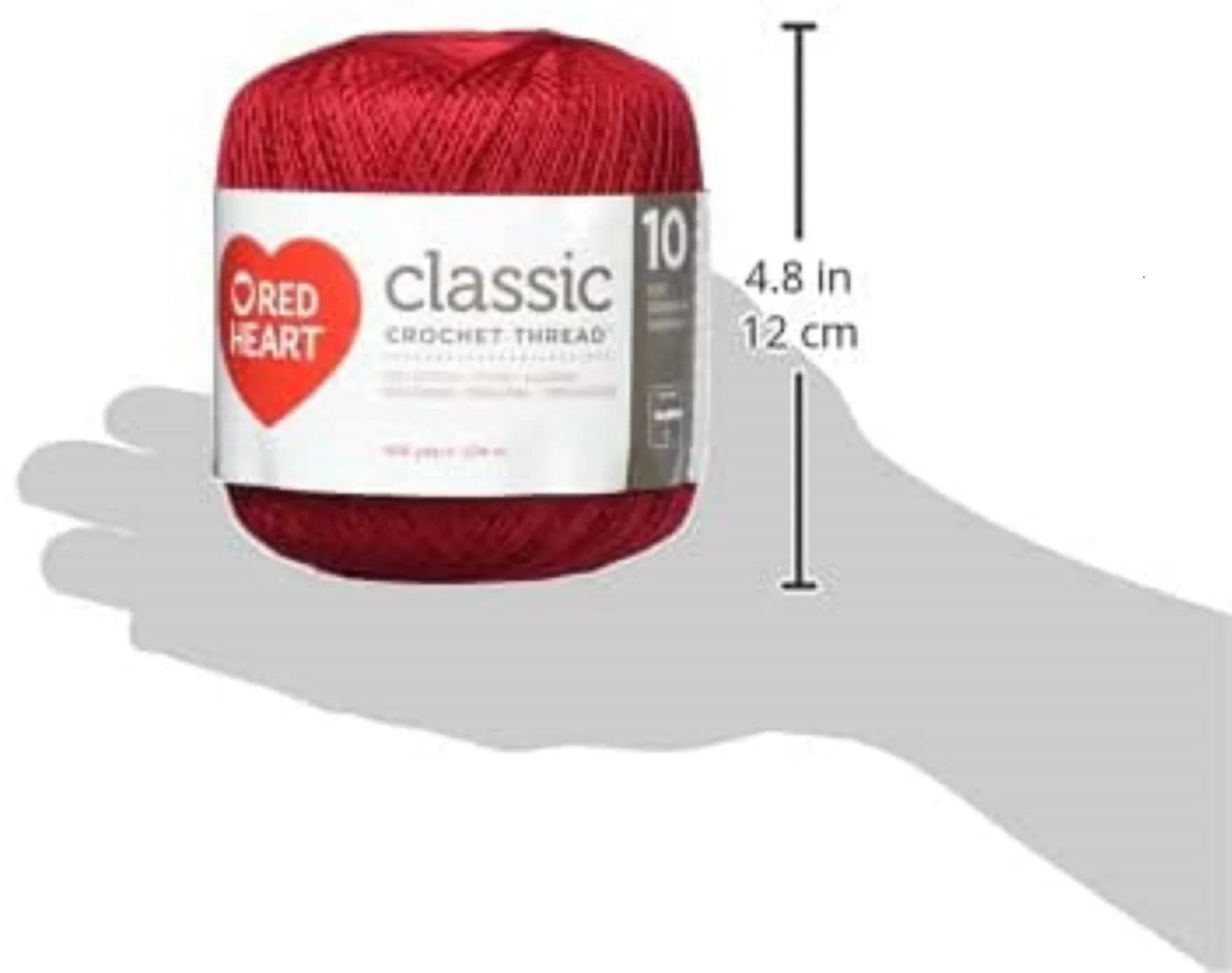 Red Heart Classic Crochet Thread Size 10 Victory Red 300 Yards (274 m) | 100% Mercerized Cotton for Doilies & Home Decor - view 3