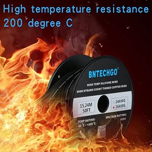 BNTECHGO 26 AWG Silicone Ribbon Cable 8P Black 50ft (15.24m) | Ultra Flexible Tinned Copper Wire for RC, Arduino, DIY thumbnail 4