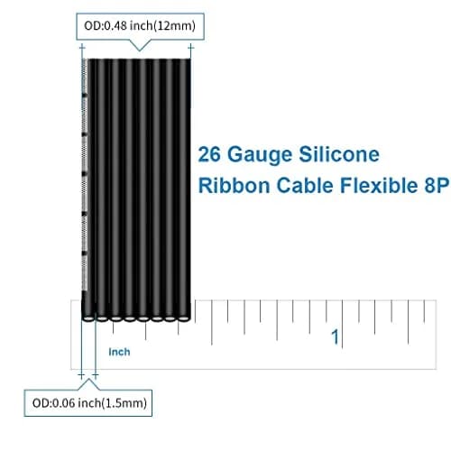 BNTECHGO 26 AWG Silicone Ribbon Cable 8P Black 50ft (15.24m) | Ultra Flexible Tinned Copper Wire for RC, Arduino, DIY thumbnail 2