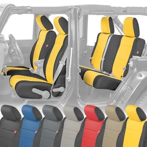 Diver Down Neoprene Seat Cover Set - Fits Jeep JK 2007-2018 Wrangler 2-Door - Custom Fit - Soft Padded Cushion Feel (Without Jeep Logo, Yellow, 13-18) thumbnail 1