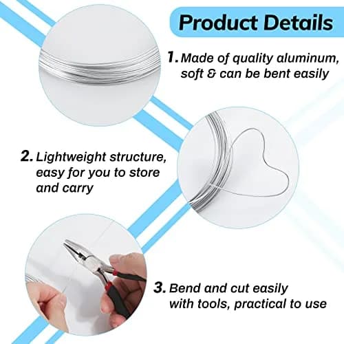 Cruzix 18 Gauge Aluminum Craft Wire 1mm (52.5 Ft / 16m) Silver | Bendable & Tarnish Resistant for Jewelry Making thumbnail 4