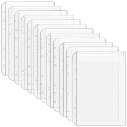 Antner A5 Binder Pockets No Zipper 6-Hole | Clear PVC, 12 Pack for Saving Challenge (70-120 chars) thumbnail 1