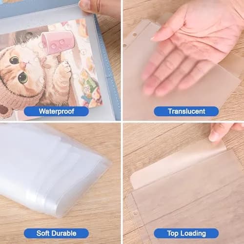 Antner A5 Binder Pockets No Zipper 6-Hole | Clear PVC, 12 Pack for Saving Challenge (70-120 chars) thumbnail 5
