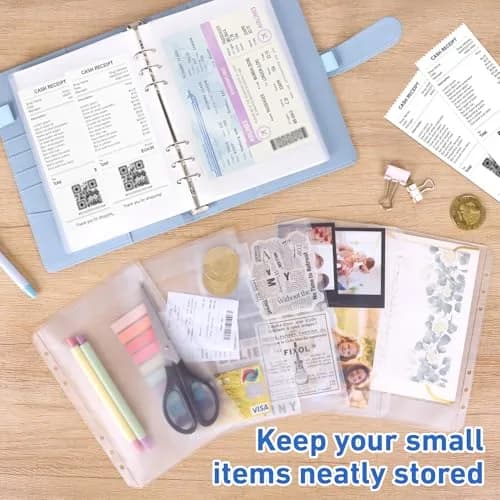Antner A5 Binder Pockets No Zipper 6-Hole | Clear PVC, 12 Pack for Saving Challenge (70-120 chars) thumbnail 6
