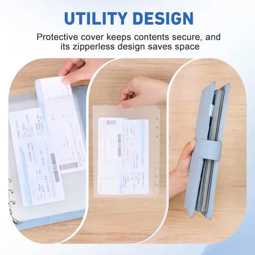 Antner A5 Binder Pockets No Zipper 6-Hole | Clear PVC, 12 Pack for Saving Challenge (70-120 chars) thumbnail 3