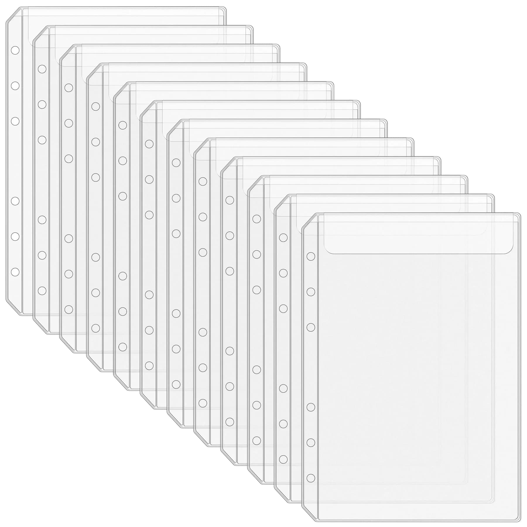 Antner A5 Binder Pockets No Zipper 6-Hole | Clear PVC, 12 Pack for Saving Challenge (70-120 chars) - main product image