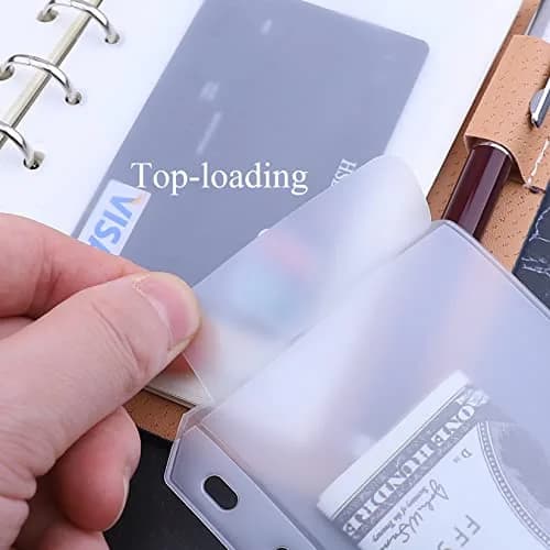 Antner 12PCS A7 Mini Binder Pockets 6-Hole No Zipper Budget Cash Envelopes for A7 6 Ring Binder Wallet, Clear Zipless Cash Stuffing Envelopes thumbnail 4