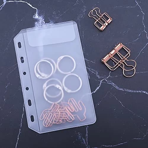 Antner 12PCS A7 Mini Binder Pockets 6-Hole No Zipper Budget Cash Envelopes for A7 6 Ring Binder Wallet, Clear Zipless Cash Stuffing Envelopes thumbnail 6