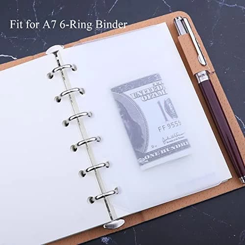 Antner 12PCS A7 Mini Binder Pockets 6-Hole No Zipper Budget Cash Envelopes for A7 6 Ring Binder Wallet, Clear Zipless Cash Stuffing Envelopes thumbnail 2