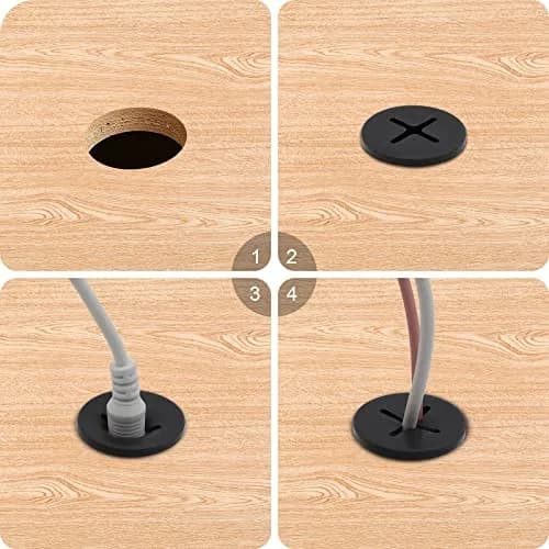 KITANIS 3/4 Inch (20mm) Black Rubber Desk Grommet | Flexible Silicone Cable Cord Grommet | 12-Pack thumbnail 4