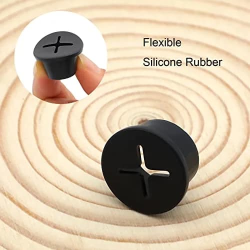 KITANIS 3/4 Inch (20mm) Black Rubber Desk Grommet | Flexible Silicone Cable Cord Grommet | 12-Pack thumbnail 3
