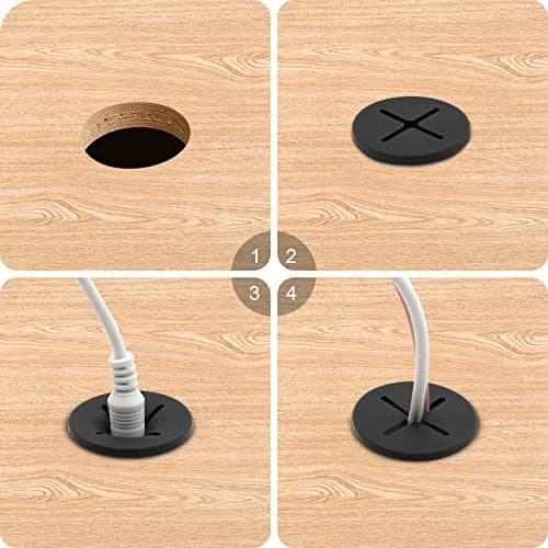 KITANIS Flexible Rubber Desk Grommets 1 Inch (25mm) Black Silicone, 12-Pack | Organize Cables for Desks & Furniture thumbnail 4