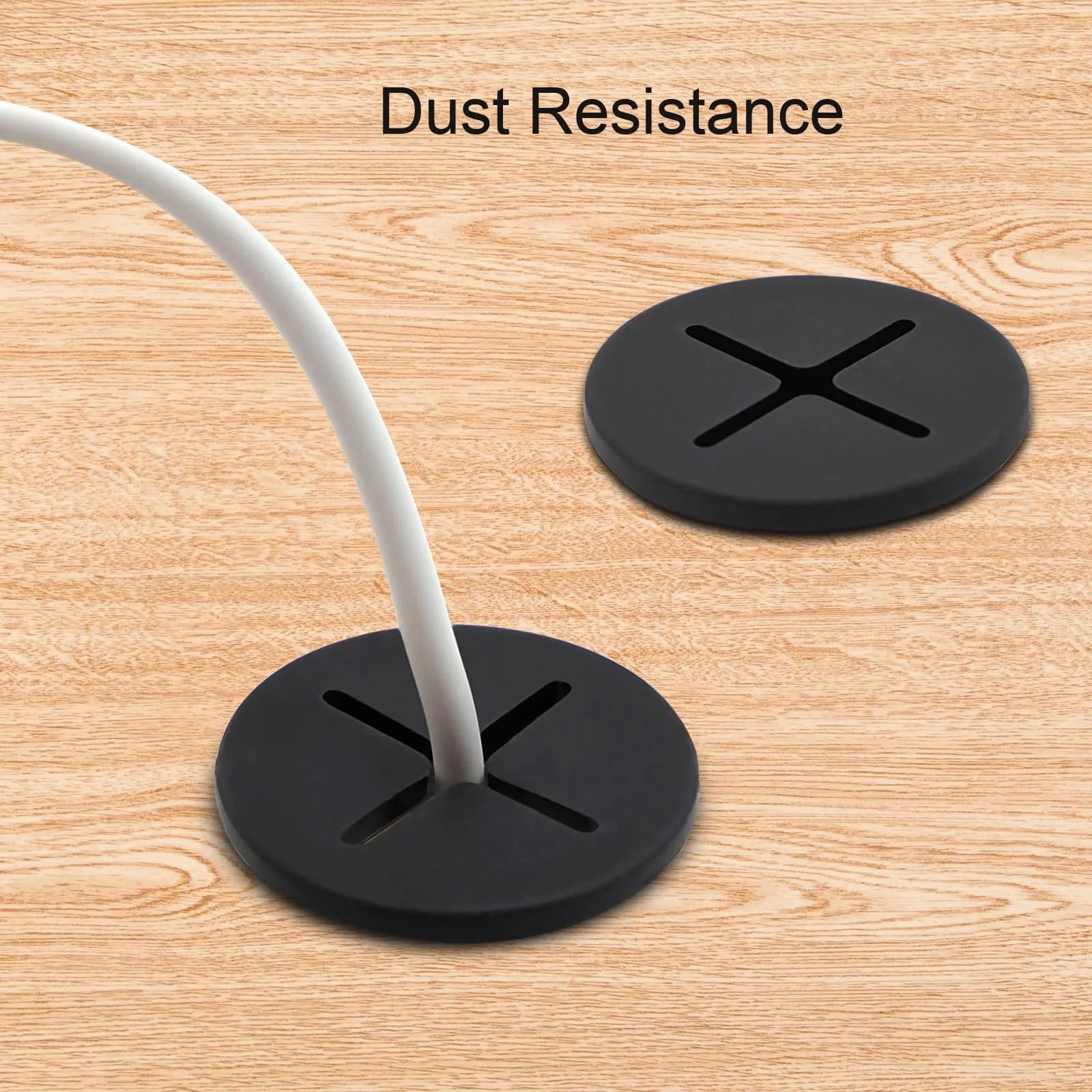 KITANIS Flexible Rubber Desk Grommets 1 Inch (25mm) Black Silicone, 12-Pack | Organize Cables for Desks & Furniture - view 5
