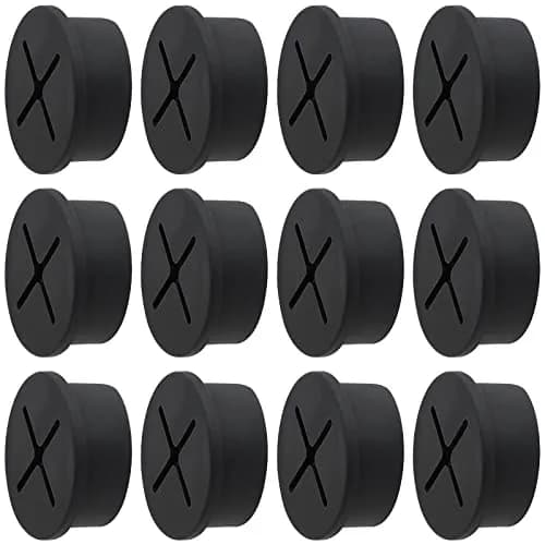KITANIS Flexible Rubber Desk Grommets 1 Inch (25mm) Black Silicone, 12-Pack | Organize Cables for Desks & Furniture thumbnail 1