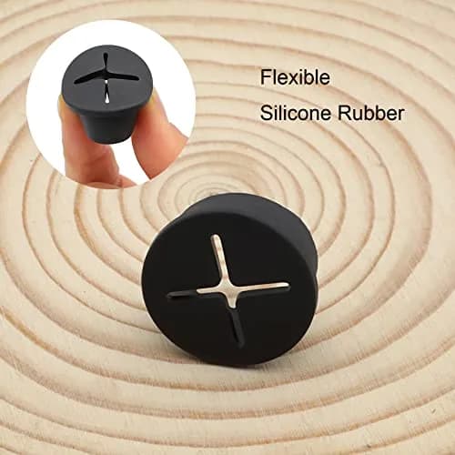KITANIS Flexible Rubber Desk Grommets 1 Inch (25mm) Black Silicone, 12-Pack | Organize Cables for Desks & Furniture thumbnail 3