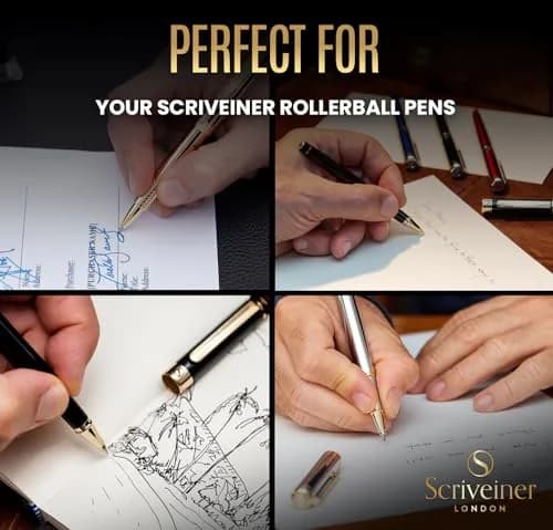 Scriveiner Blue Medium Rollerball Pen Refills (4-Pack, 0.7mm Tip) | Smooth Liquid Ink, Made in Germany thumbnail 6
