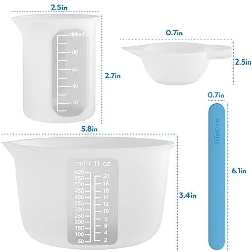 Nicpro Large Silicone Resin Measuring Cups Tool Kit 600ml & 100ml | Reusable Epoxy Resin Mixing Tools for Jewelry Making thumbnail 3