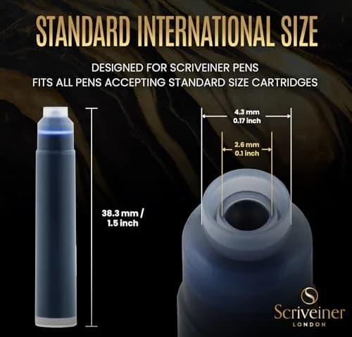 Scriveiner Fountain Pen Ink Cartridges Blue International Standard 20-Pack | Smooth Ink Flow thumbnail 2