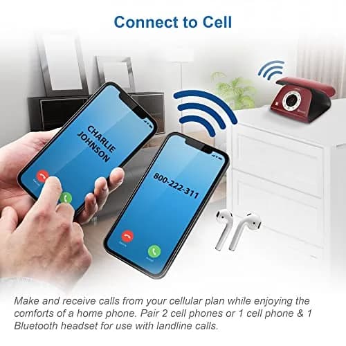VTech VS122-16 Retro-Design Cordless Phone with Bluetooth Connect to Cell, Call Blocker, Answering System, Full-Duplex Speakerphone, Red thumbnail 2