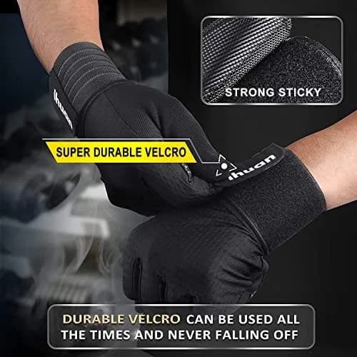 ihuan Full Finger Weight Lifting Gym Gloves with Wrist Support | Full Palm Protection for Men & Women thumbnail 7