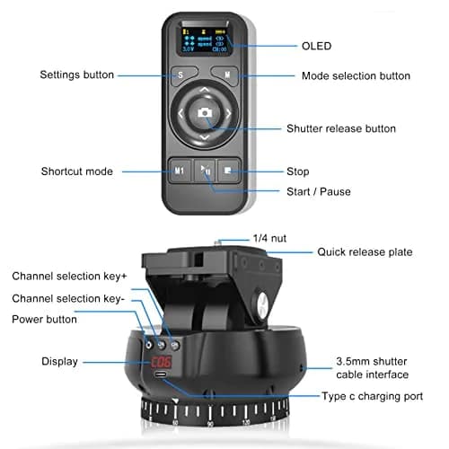 Byged Motorized Pan Tilt Head | 360° Rotation, ±35° Tilt, 100m Control, 9 Gears Speed, Smartphone & Camera Support thumbnail 6