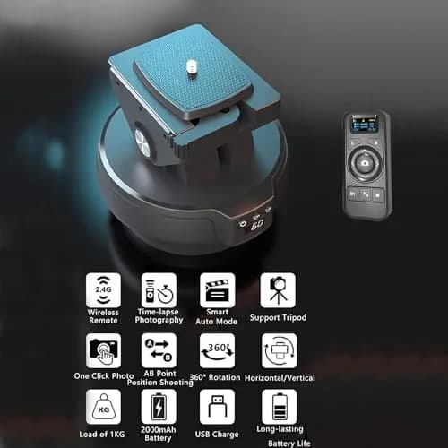 Byged Motorized Pan Tilt Head | 360° Rotation, ±35° Tilt, 100m Control, 9 Gears Speed, Smartphone & Camera Support thumbnail 2