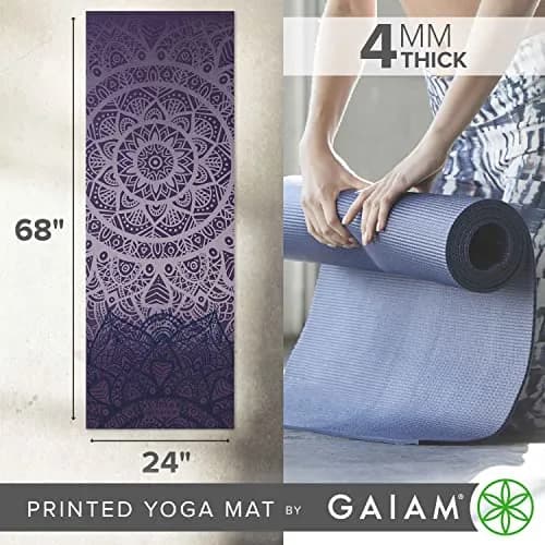 Gaiam Yoga Mat Classic Print, 4mm Non-Slip Mat (Pink Marrakesh) | Lightweight, Non-Slip, Eco-Friendly thumbnail 3