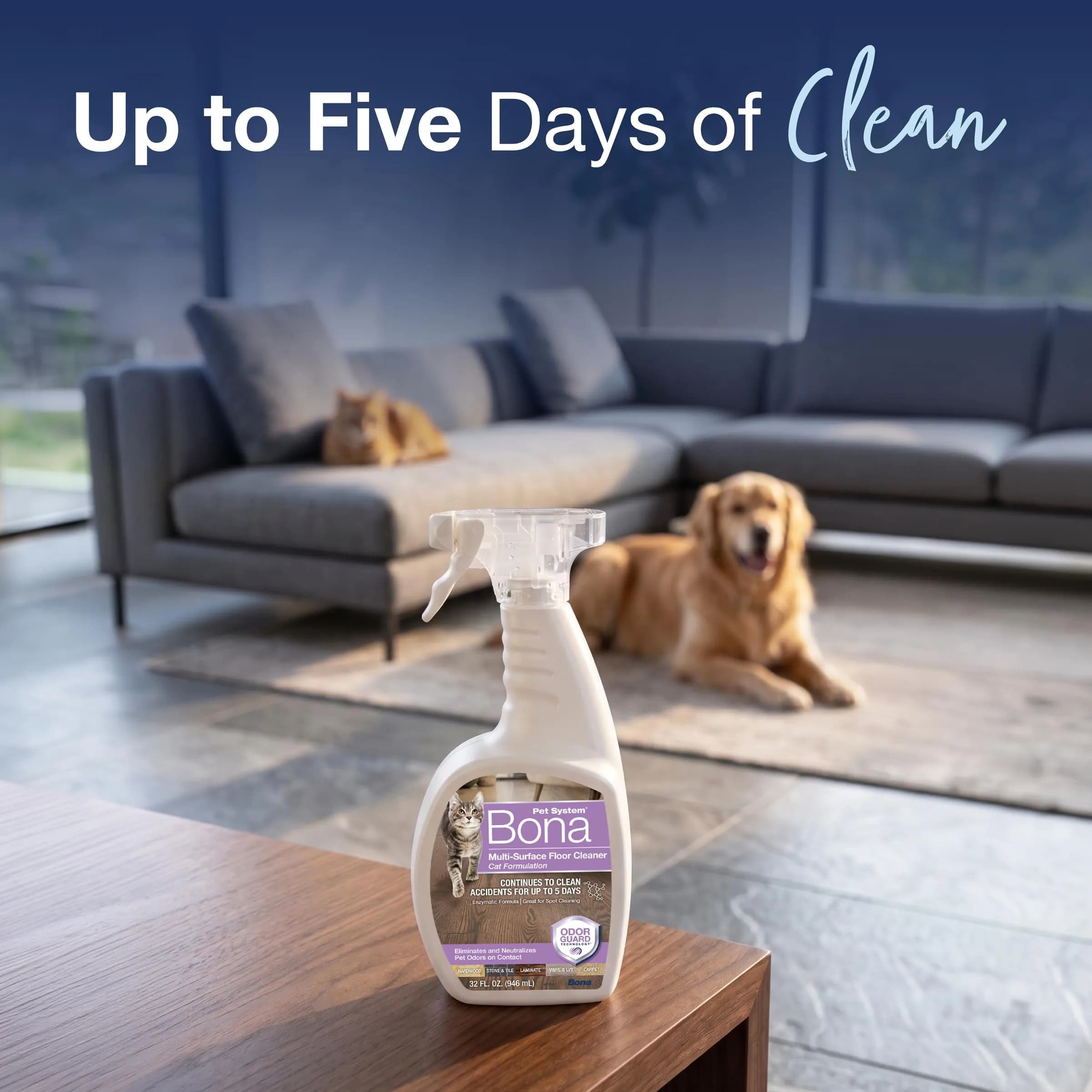Bona Pet Spray Odor Eliminator Dog Formulation 946ml (32 fl oz) | Oxy Powered Multi-Surface Cleaner - view 9