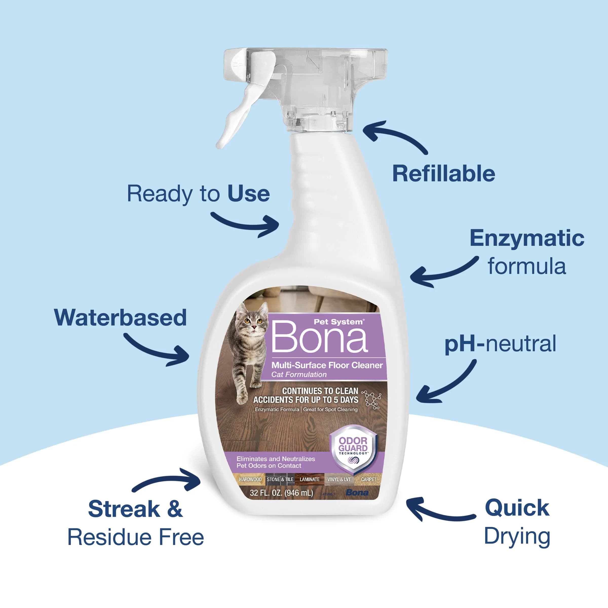 Bona Pet Spray Odor Eliminator Dog Formulation 946ml (32 fl oz) | Oxy Powered Multi-Surface Cleaner - view 2