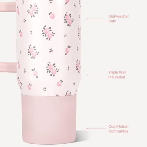 HydroJug Traveler 20oz Kids Insulated Tumbler with Handle, Wildrose | Leak-Proof, Drop-Resistant, Keeps Drinks Cold thumbnail 3
