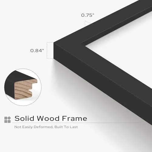 Golden State Art 12x16 Picture Frame, Solid Wood & Real Glass, Black | Classic Wall & Tabletop Decor thumbnail 4