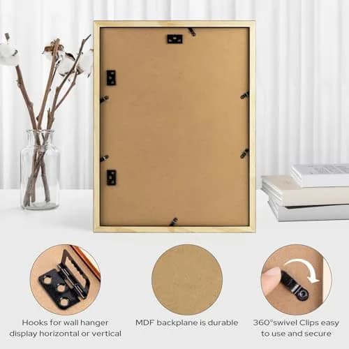 Golden State Art 12x16 Picture Frame, Solid Wood & Real Glass, Black | Classic Wall & Tabletop Decor thumbnail 7