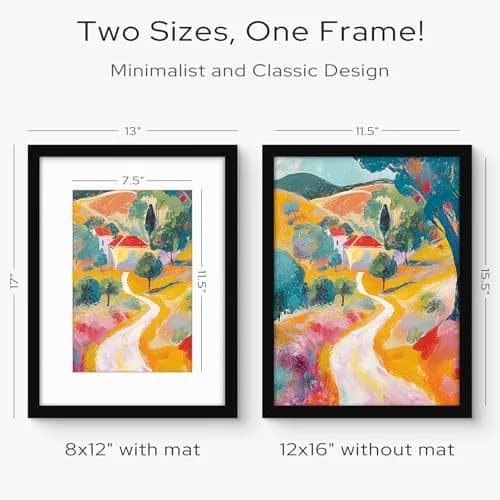 Golden State Art 12x16 Picture Frame, Solid Wood & Real Glass, Black | Classic Wall & Tabletop Decor thumbnail 2