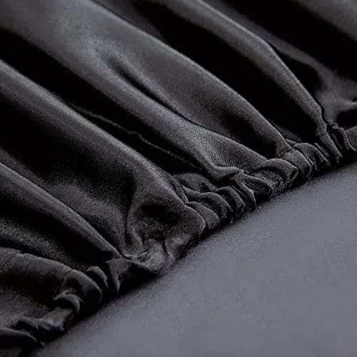 Homiest Black Satin Fitted Sheet King Deep Pocket | Silky, Luxurious, Deep Fit (70-120 chars) thumbnail 4