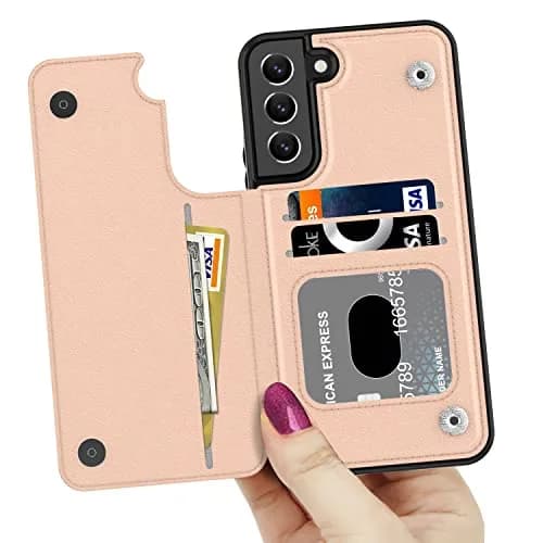 LETO Luxury Flip Folio Leather Wallet Case for Samsung Galaxy S22 Plus 6.6" (16.8cm) Light Brown | Card Slots, Kickstand, USA Import thumbnail 2