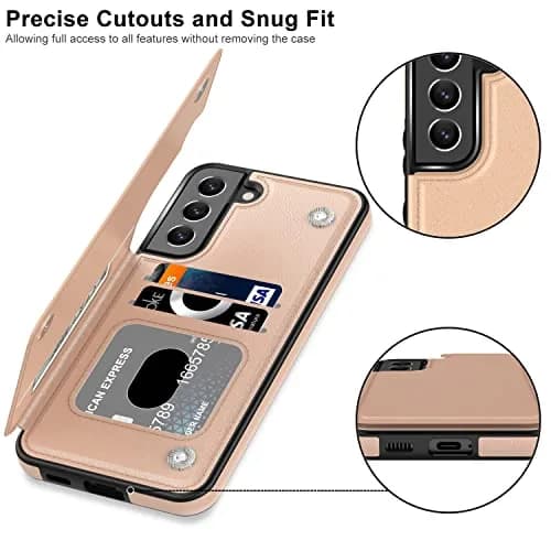 LETO Luxury Flip Folio Leather Wallet Case for Samsung Galaxy S22 Plus 6.6" (16.8cm) Light Brown | Card Slots, Kickstand, USA Import thumbnail 3