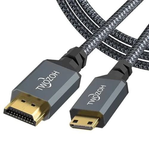 Twozoh HDMI to Mini HDMI Cable 7.5m | 4K/60Hz Support, Braided Cord for HD Camcorders & Gaming Devices thumbnail 3