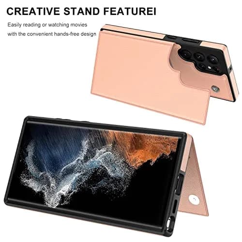LETO Luxury Flip Folio Leather Wallet Case for Samsung Galaxy S22 Ultra 6.8" (17.3cm) | Protective Phone Case with Card Slots & Kickstand thumbnail 4