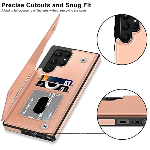 LETO Luxury Flip Folio Leather Wallet Case for Samsung Galaxy S22 Ultra 6.8" (17.3cm) | Protective Phone Case with Card Slots & Kickstand thumbnail 3