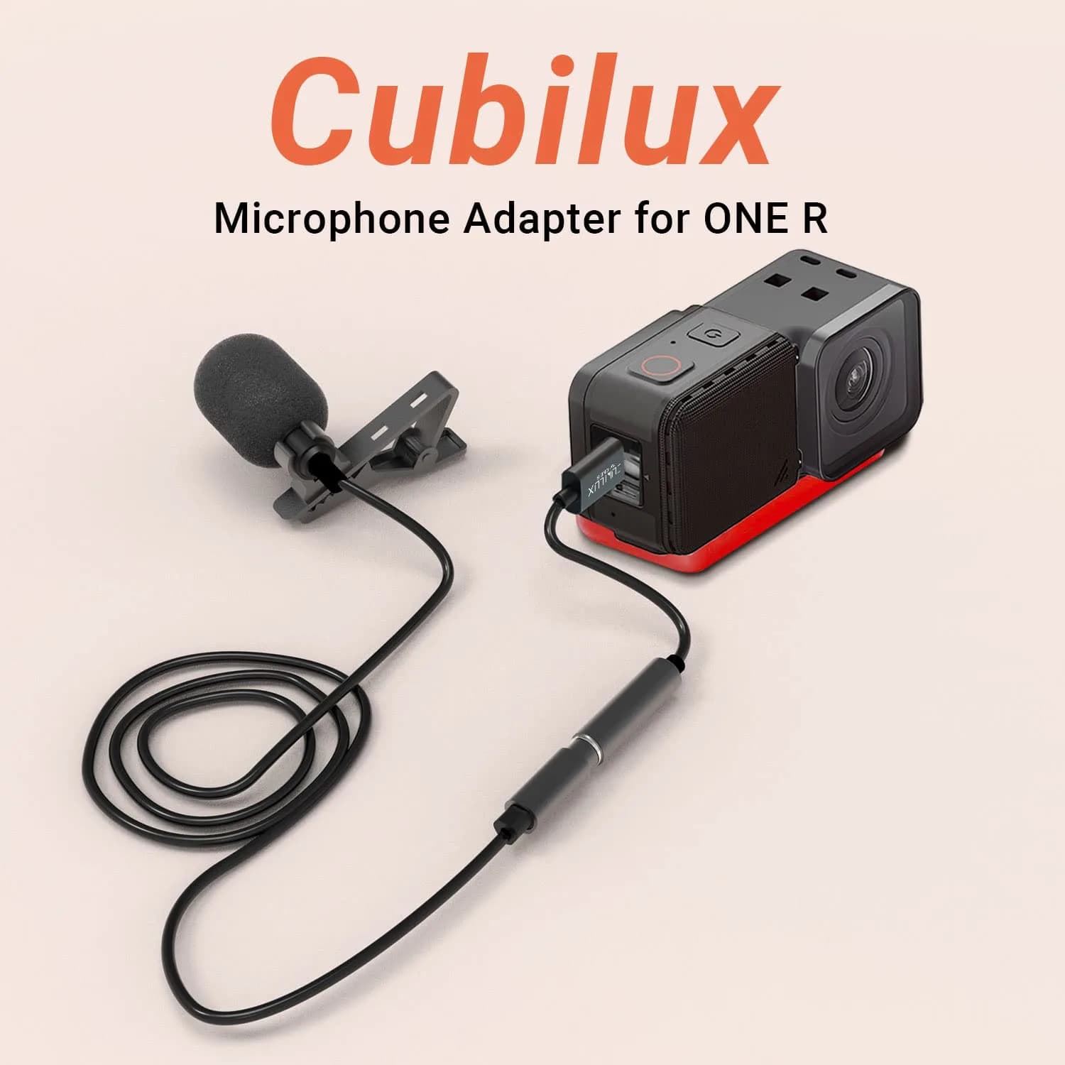 Cubilux UCM-RBK2 Microphone Adapter for Insta 360 ONE R, USB-C to 3.5mm TRRS MIC Converter Connector (1 Unit, Black) - view 2