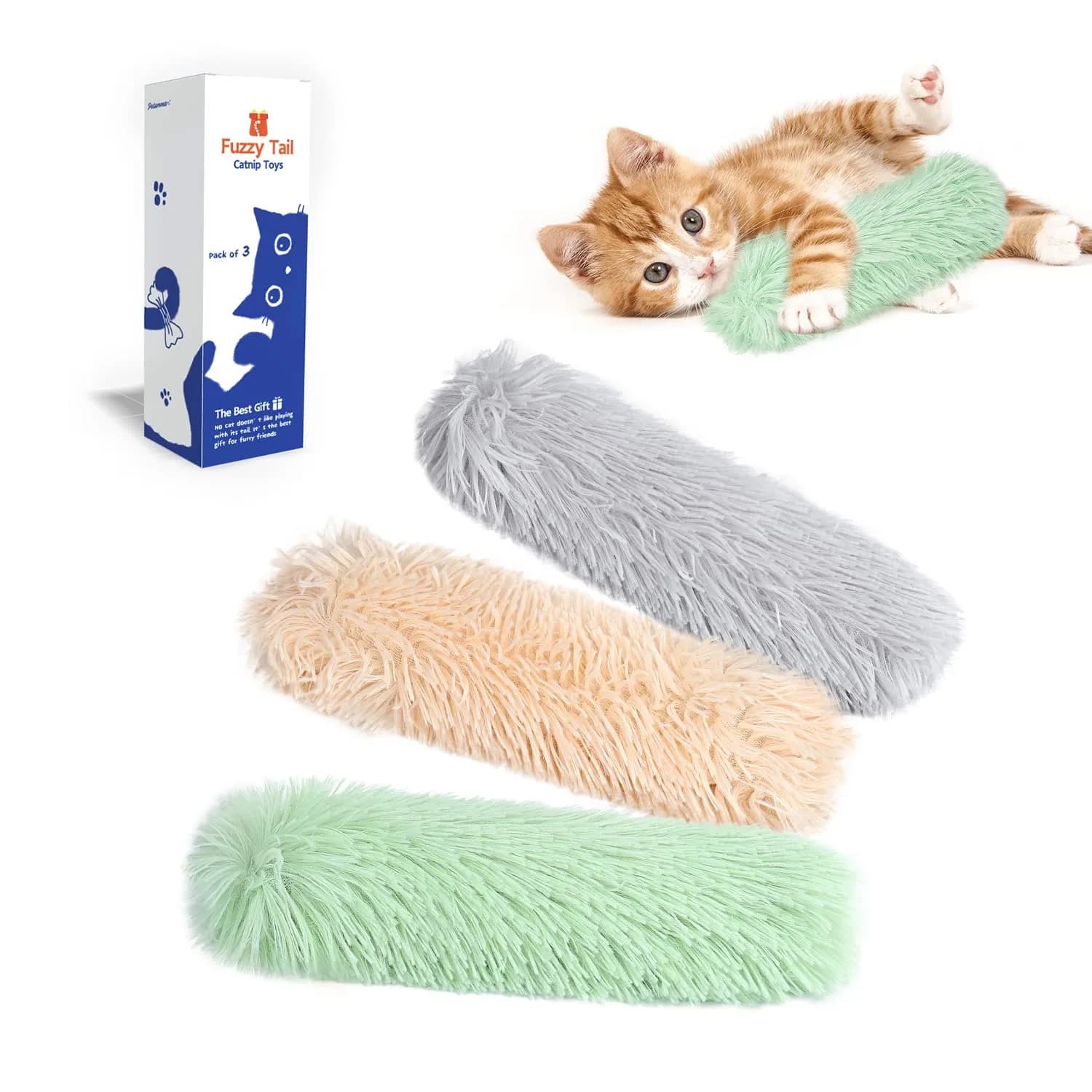 Potaroma Cat Toys Pillows, 3 Pack, Catnip Inside | Indoor Interactive Fun for Cats — Green Yellow Violet