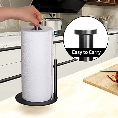 OBODING Matte Black Stainless Steel Paper Towel Holder Stand | Countertop Organization for Standard & Large Rolls thumbnail 4