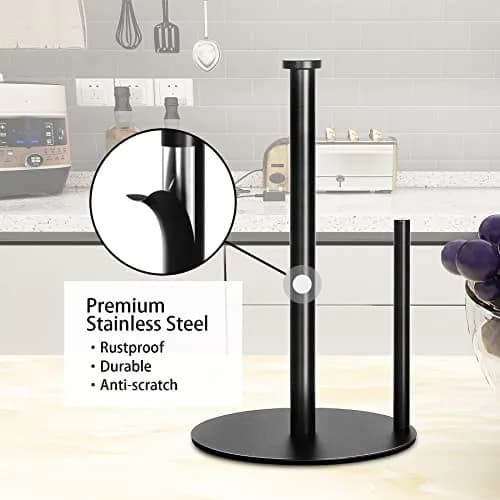 OBODING Matte Black Stainless Steel Paper Towel Holder Stand | Countertop Organization for Standard & Large Rolls thumbnail 5