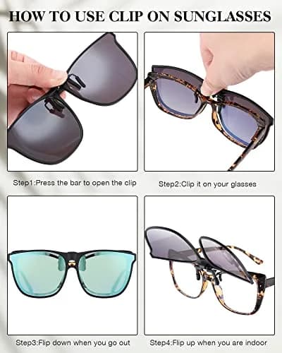 Frienda Oversize Clip-on Sunglasses 3 Pcs | Blue Green, Yellow Green, Yellow | Large, Flip Design thumbnail 4